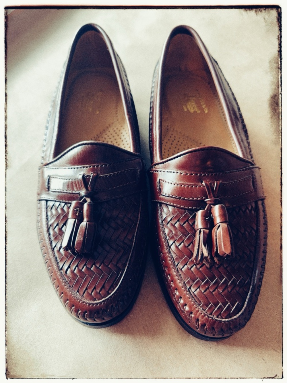 G.H. Bass Weejuns Cabazon II Woven Leather Tassel Loafers Brown 7.5 Classic